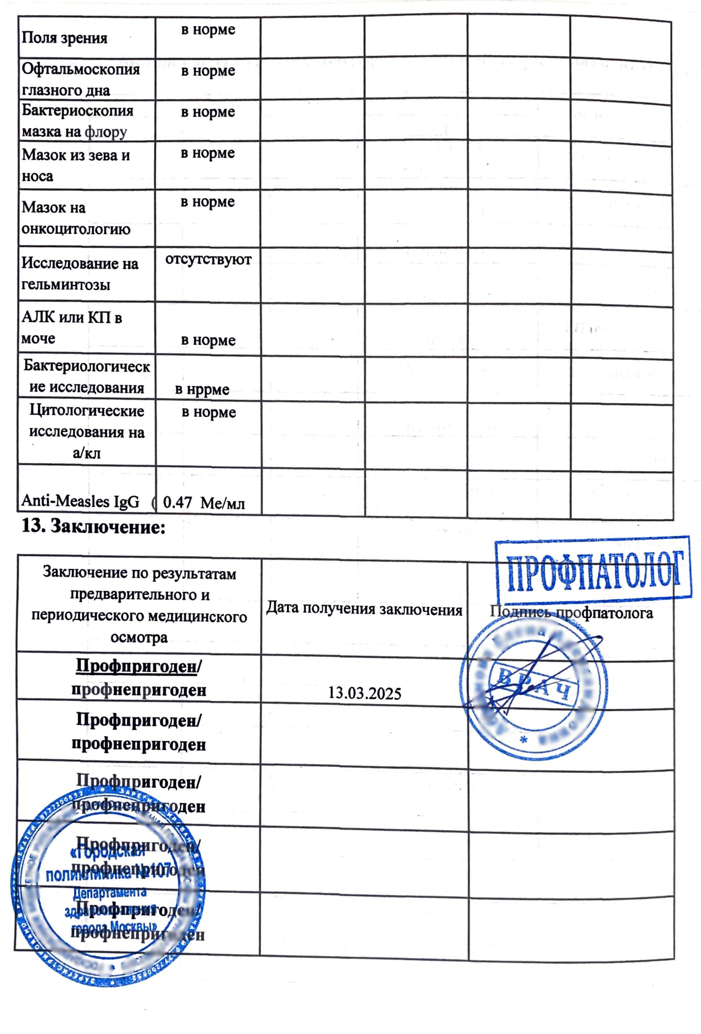 Паспорт здоровья (справка 302-Н)