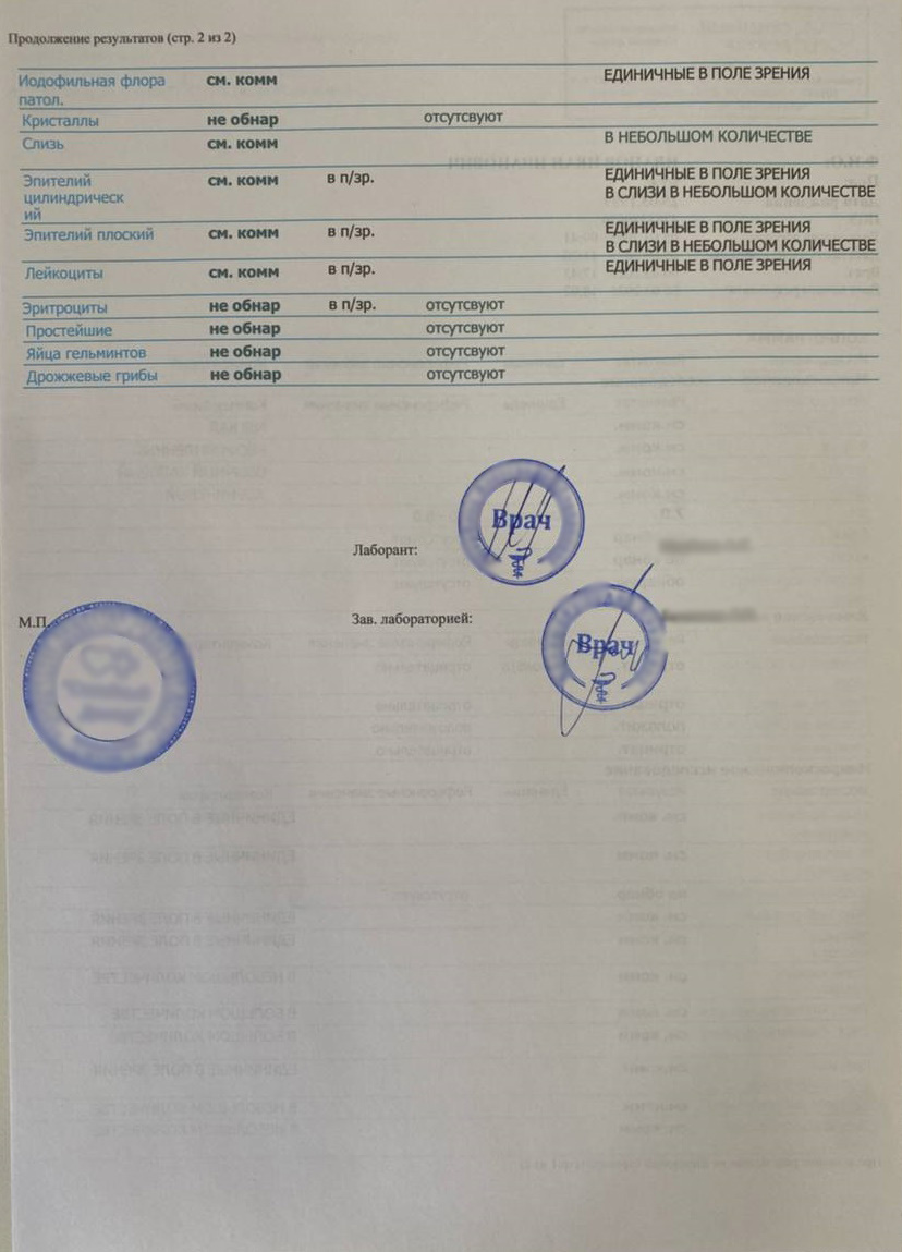 Общий анализ кала 219 у